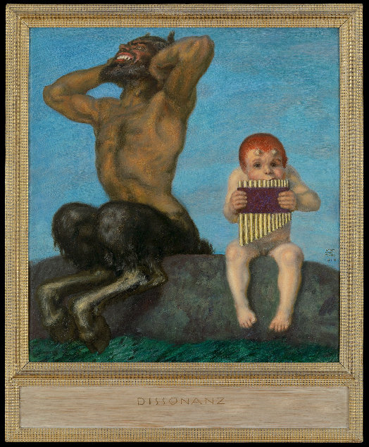 Franz von Stuck, Dissonanz, 1910, Syntonos-Farben auf Holz im Originalrahmen, 76,5 cm